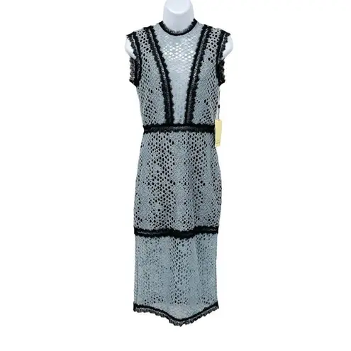 Alexis NEW Donatello Lace Crochet Sheath Midi Dress High Neck Sleeveless Small