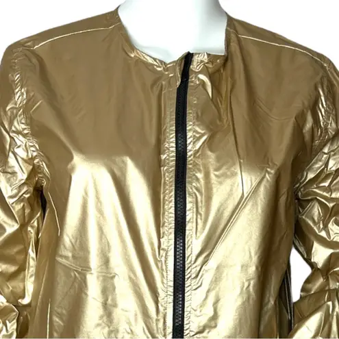 Zella Z by  Women's Shimmer Gold Athletic Jacket Full Zip Black Zipper