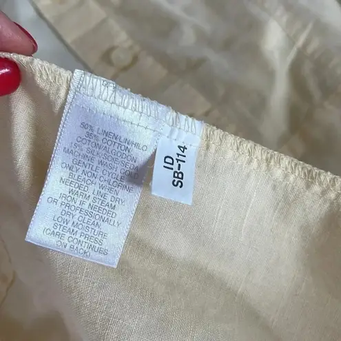 Susan Bristol Casuals Linen Patchwork Yellow Button Down