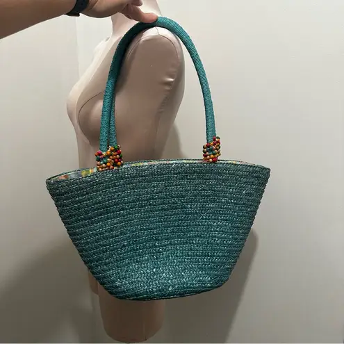 Cappelli Straworld Teal Woven Tote Bag Womens purse tropical beachy vacation Blue