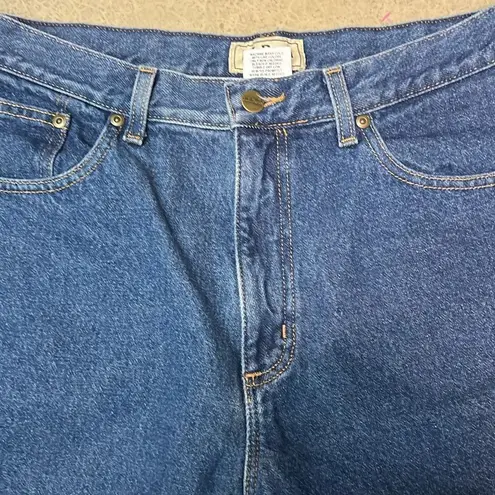 L.L. Bean Flannel Lined High Waist Mom Jeans Size 14 petite Fisherman Core C24 Blue