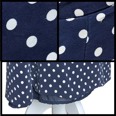 Vintage 90s Y2K 100% Silk Navy Polka Dot Maxi Skirt. M/L. Twee Office Preppy Blue Size M