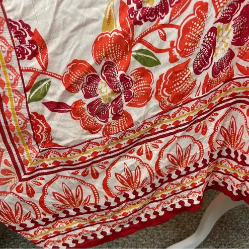 Lola P. Asymmetrical Boho Midi Dress Orange Floral Handkerchief Hem