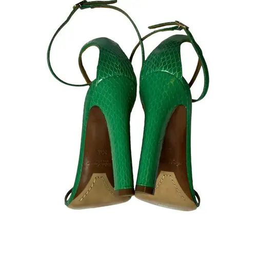 Ralph Lauren Collection Ardelisa Ayers Snakeskin Sandal Sz 39 green