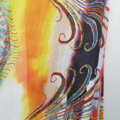 Desigual {S} Groovy Paisley Floral Beaded Embroidered Neckline Dress