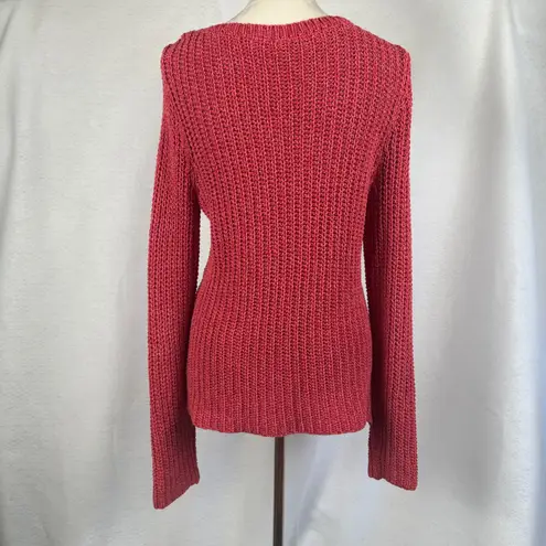 Lauren Jeans Co. Ralph Lauren Red Pink Knit Sweater Long Sleeve Womens Large