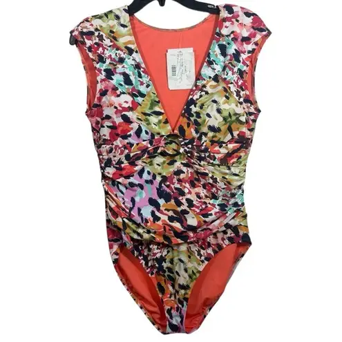 Bleu Rod Beattie Bleu by Rod Beattie NWT $129 The Mix Cap-Sleeve One-Piece Swimsuit 12 M L