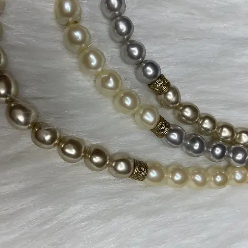Carol Dauplaise Faux Pearls Necklace 31.5" Multi Strand Statement Patent 3427691