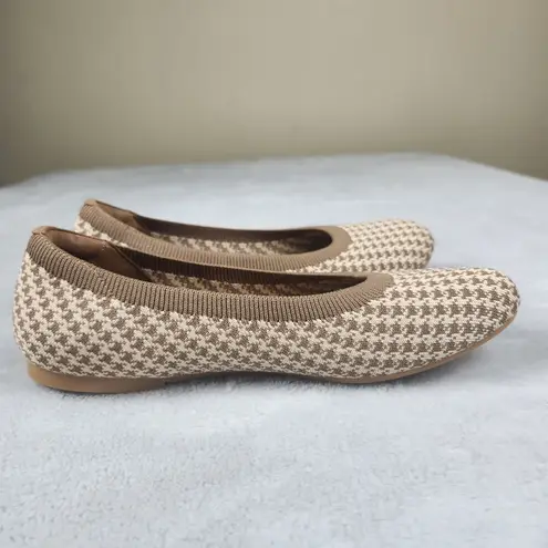 NWOT VIVAIA Round Toe Flats Claire In Espresso Houndstooth Size 39.5 US 8.5 Brown thumbnail 5