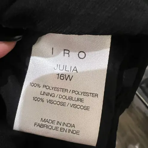 IRO Black Plunge Neck Bishop Sleeve Cocktail Dress