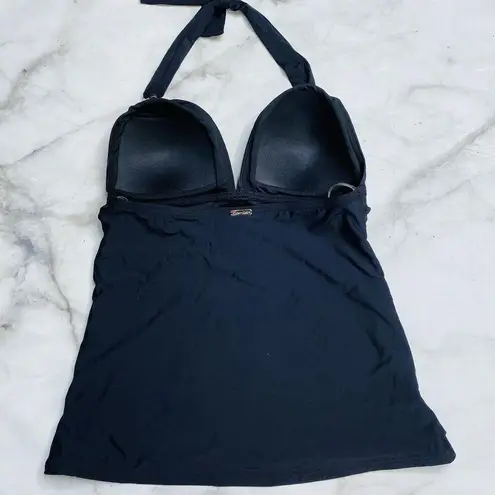 Calvin Klein  Black Halter Tankini Top Size XS Ruched Slimming UV Protection New