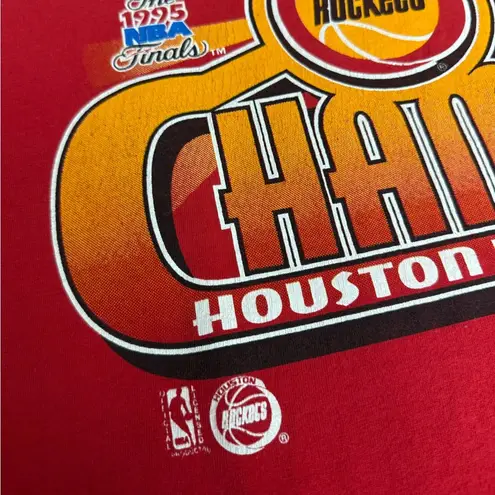 Nba Vintage Houston Rockets 1995 World Champs Red T-Shirt Size Large, EUC, Rare