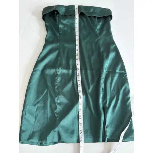 MABLE emerald Green satin Strapless tube Mini Dress S