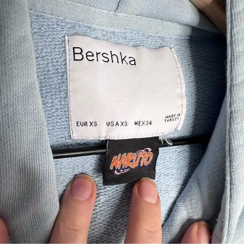 Bershka Vintage Naruto Sasuke 2002 Masashi Kishimoto Hoodie Light Blue Size XS