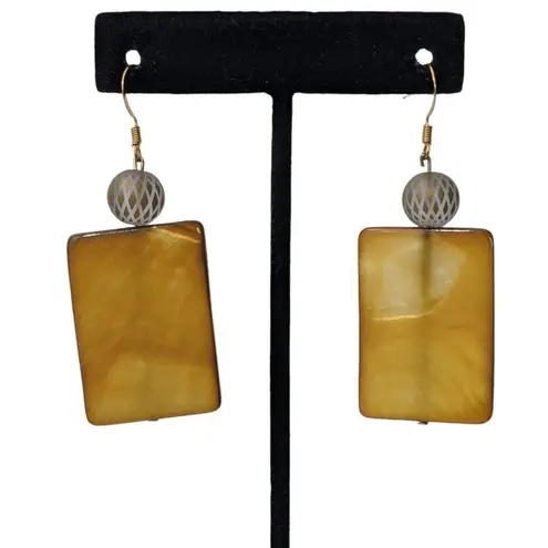 Mustard Yellow Beaded Earrings Bundle of 3 Pairs of Earrings Silver Gold Hoops