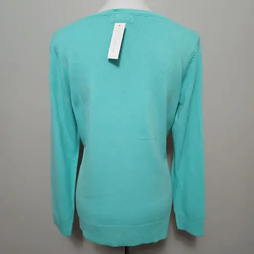 New York And Company Waverly Turquoise Argyle Vneck Sweater Size Medium