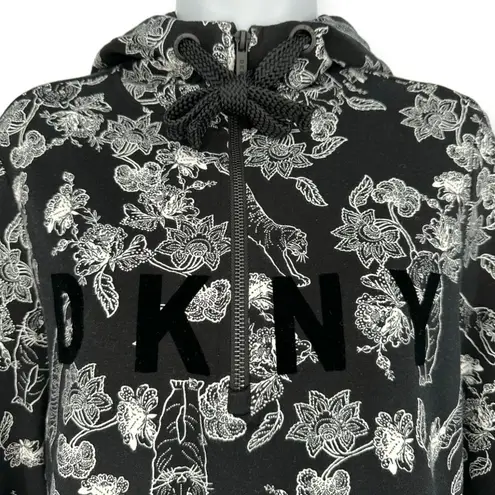 DKNY  Sport | Small | Women's Sumatra Tiger and Flower Print Half-Zip Hoodie