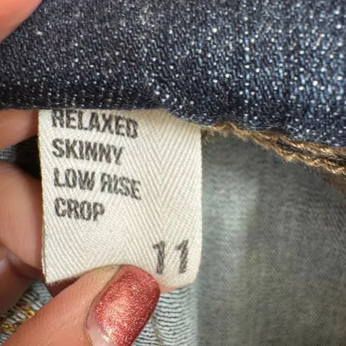 Eunina Low Rise Relaxed Skinny Distressed Crop Pants Size 11