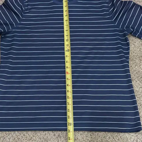 Reel Legends Navy Stripe Athleisure Coastal Fish Long Sleeve Performance Top L