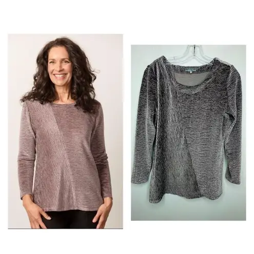 Habitat Velevt Pullover Crinkle Top Slate purple hues designer boutique xs