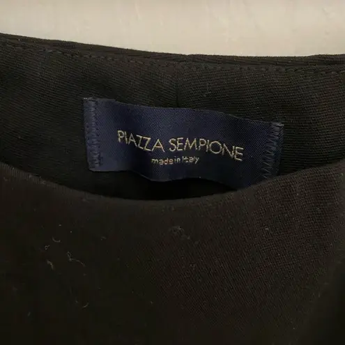 Piazza Sempione Straight Leg Wool Stretch Cropped Black Pants