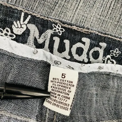 Mudd  Faded Grayish Black Flare Wide Leg Low Rise Bohemian Jeans Juniors 5