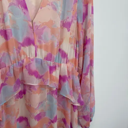 Buddy Love Eden Dazed Maxi Dress Long Sleeve size Large Pink Blue