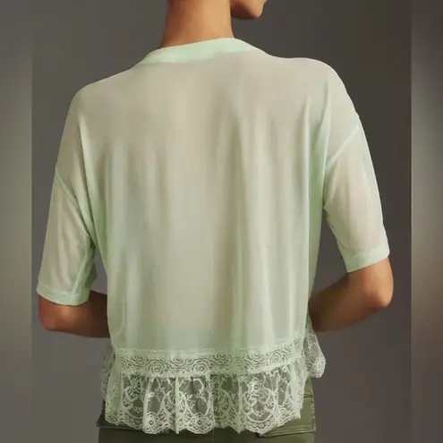 Dolan Anthropologie Sheer Lace Mesh Mint Green Top Sz S
