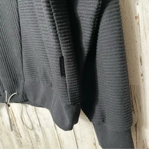 Varley Arleta Black Ribbed Sweatshirt Pullover Cinchable Drawstring Womens Small - Image 4