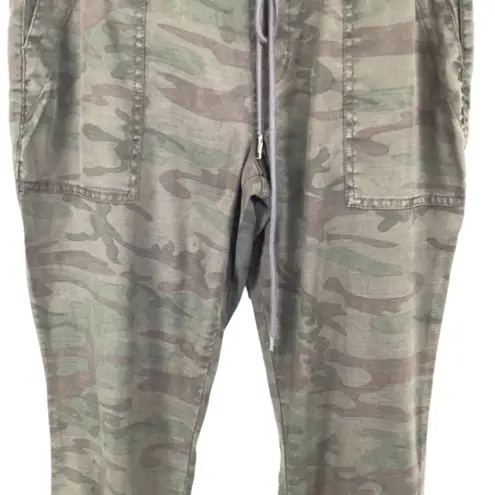 Level 99 Gabrielle Jogger Pants Size Small Camo Linen Tencel Lyocell Mid