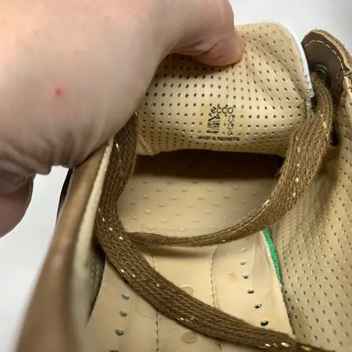 Ecco Hydromax Spikeless Golf Shoes Oxford Wingtip 7.5 EU 38 Tan White Leather