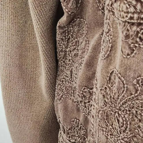 Denim & Co. Brown Bomber Sweater Jacket Size Medium Brown Zip