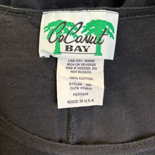 Vintage 90s Coconut Bay Black Petite Medium TShirt Dress Animal Stamped Painted
