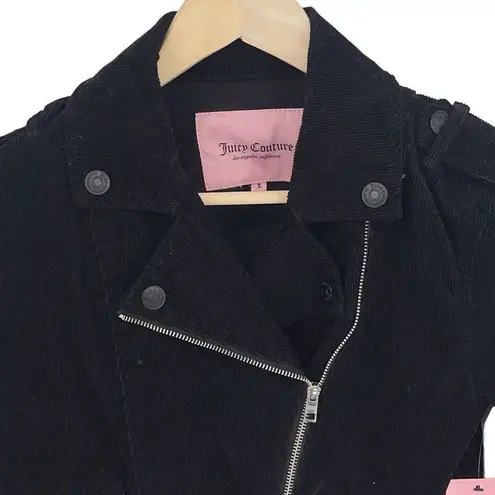 Juicy Couture  Corduroy Moto Jacket Black Size Small NWT