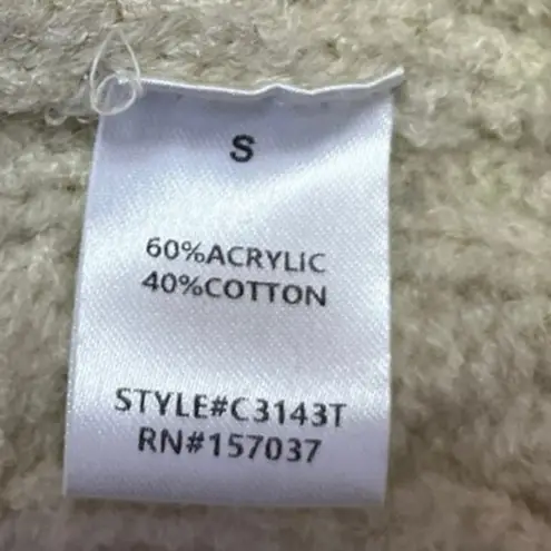 Isalis Women's Cream Cable Knit Foldover Turtleneck Crop Sweater Top Size S