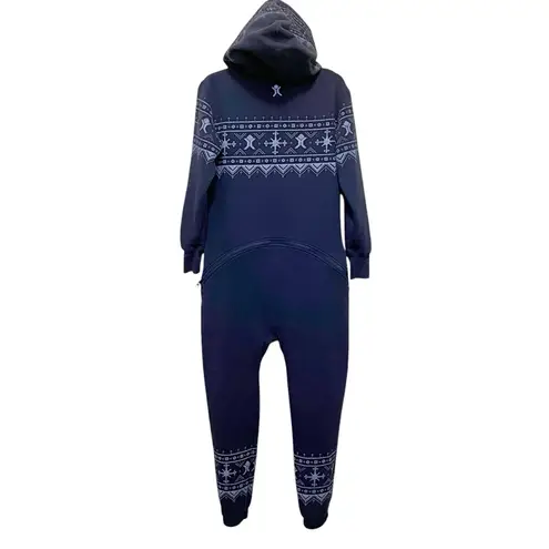 Unichill Nordic Navy Fair Isle Sweatshirt One Piece Jumpsuit Onesie Unisex Sz S Blue
