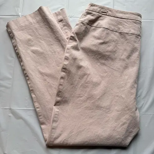 Ellen Tracy Light Mauve Beige Cotton Blend Flat Front Ankle Pants Size 12