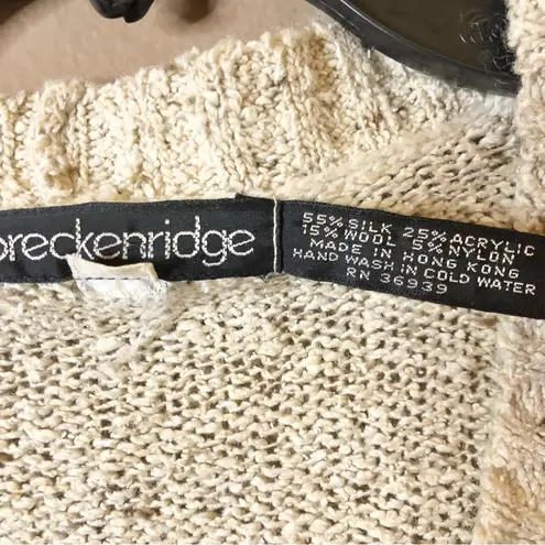 Breckenridge Wool Silk Button Front V Neck Cardigan Heather Sweater Tan Medium