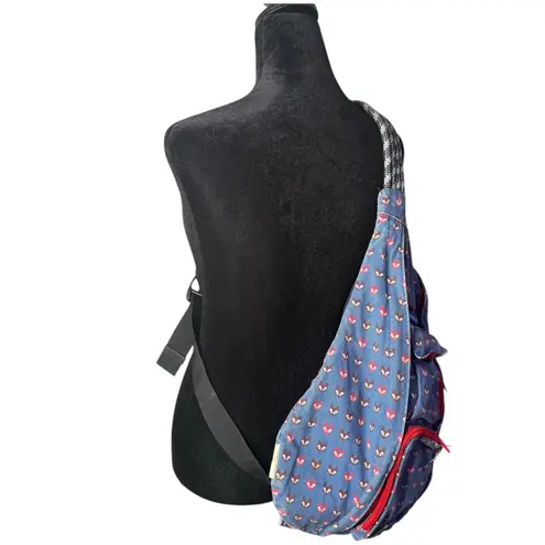 KAVU Bag Rope Sling Crossbody Fox Print Hiking Outdoor Limited Edition Blue