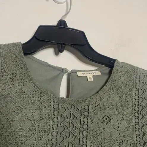 Tea N Rose ✅ green lace crochet short sleeve midi dress prairie boho modest