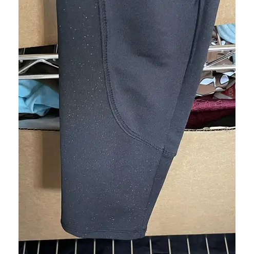 Marika Womens Leggings Sz Small Black Glitter Yoga Athletic Workout Activewear