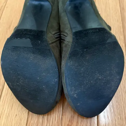Top Moda Olive Green Suede Ankle Boots Size 8