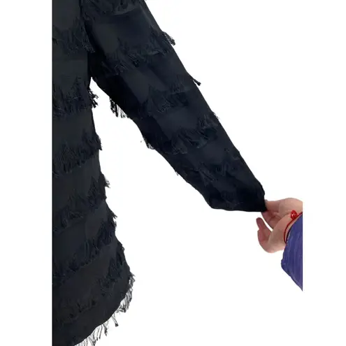 California Spice Eyelash Fringe Blouse Black Size M Vintage 80โs Mob Wife Glam Size M