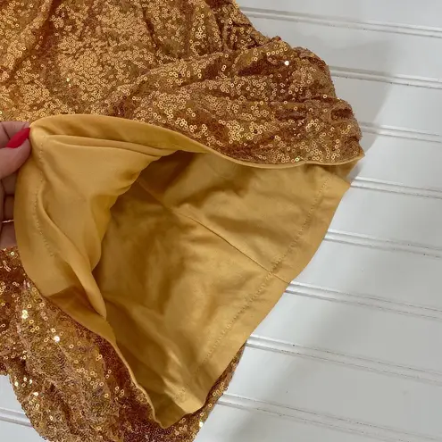 In The Style NWT Exclusive Gold Sequin Ruched Holiday Off Shoulder Mini Dress 12