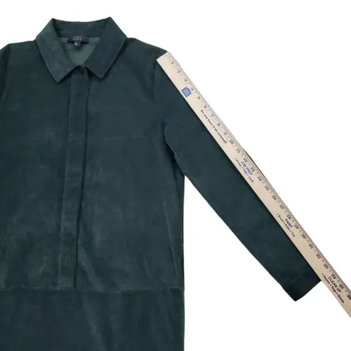 COS Corduroy Shirt Dress Womens 6 Green A Line Preppy Long Sleeve Academia