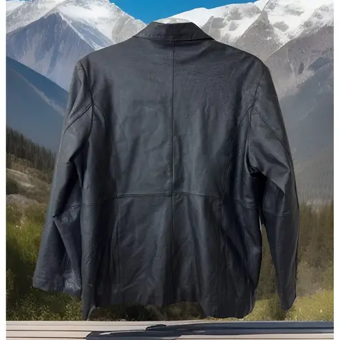 VTG Mitsu New York Milan Paris, Women's Black Blazer Leather Jacket, Size 2x