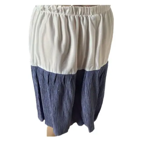 Vintage size 8P double breasted Ms. Dorby pinstripe top and skirt . Blue