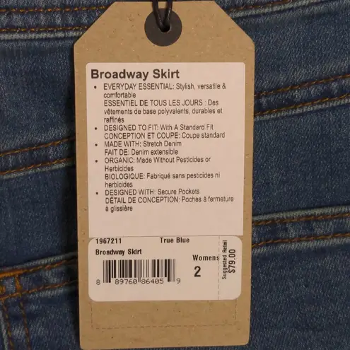 prAna  Broadway Skirt Denim Jean True Blue Stretch Organic Pockets 2 New