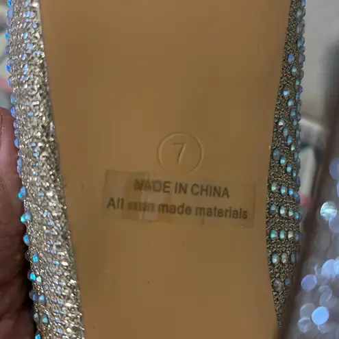 Dream Paris Rhinestone Platform SWAN Crystal 5.5” Heels Wedding Bridal Sandals Size US 7 EUC