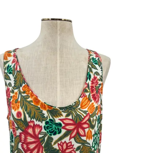 Peruvian Connection Carnaval Dress Maxi Tiered Jersey Floral Print Size Large